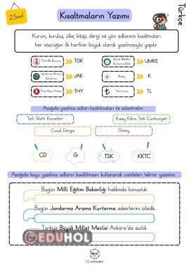 2.Sınıf Kısaltmaların Yazımı