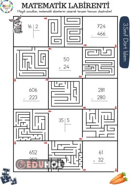 3.Sınıf Matematik Labirenti Dört İşlem