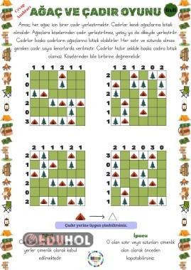 Ağaç ve Çadır Oyunu (6x6) - Cevap Anahtarlı