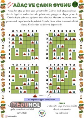 Ağaç ve Çadır Oyunu (7x7) - Cevap Anahtarlı