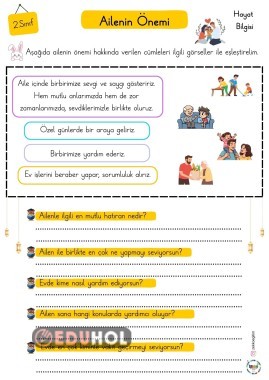 Hayat Bilgisi - Ailenin Önemi Etkinlik Sayfası