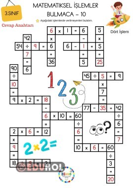 Matematik Dört İşlem Bulmaca 10 (3.Sınıf)