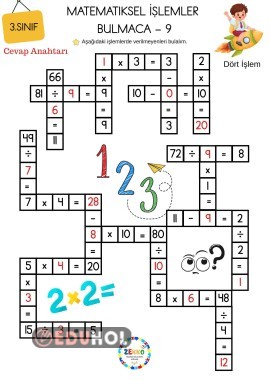 Matematik Dört İşlem Bulmaca 9 (3.Sınıf)