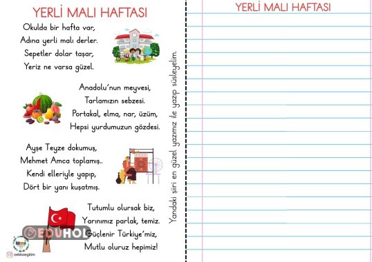Yerli Malı Haftası Şiir Yazma Etkinliği