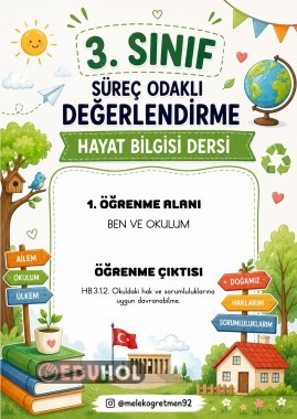 3. SINIF HAYAT BİLGİSİ SÜREÇ ODAKLI DEĞERLENDİRME OKULDAKİ HAK VE SORUMLULUKLAR
