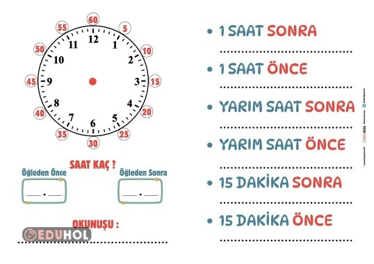 3 VE 4. SINIF SAAT ŞABLONU YAZ SİL