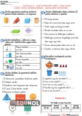 MATEMATİK 1. TEMA DEĞERLENDİRME - NESNELERİN GEOMETRİSİ