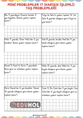 MİNİ PROBLEMLER 17 (YAŞ PROBLEMİ)