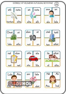 O SESİ GÖRSELE AİT KELİMENİN KUTUSUNU BOYA