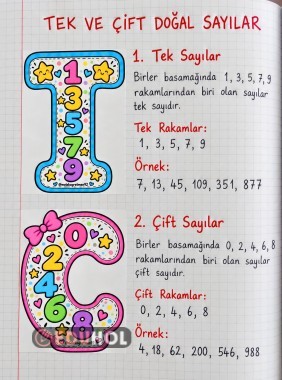 TEK VE ÇİFT SAYILAR DEFTER/PANO GÖRSELLERİ