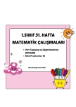 1. SINIF 31. HAFTA MATEMATİK ÇALIŞMALARI