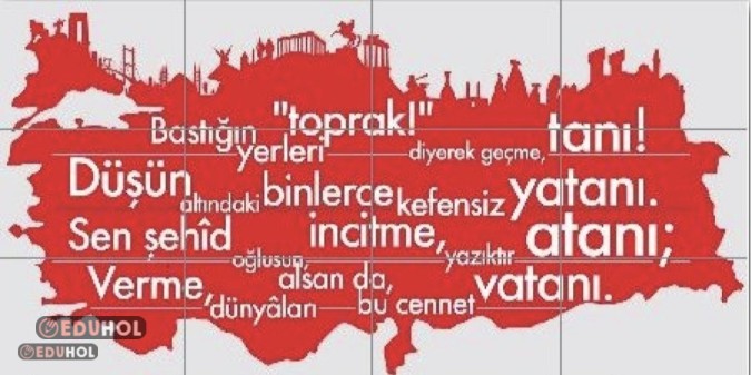 12 Mart İstiklal Marşı Türkiye Haritası Poster