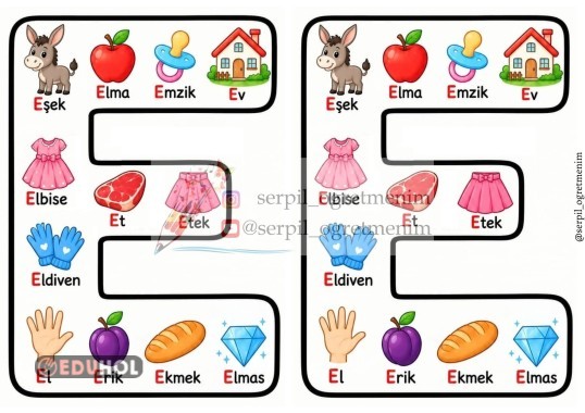E SESİ DEFTER YAPIŞTIRMA ETKİNLİK