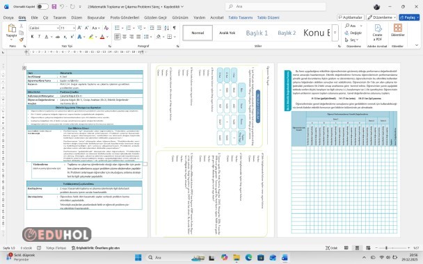 MEB Matematik Toplama ve Çıkarma Süreç Değerlendirme