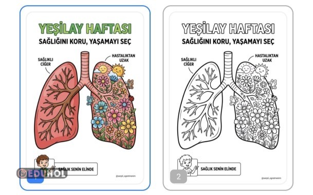 Yeşilay Haftası Sağlıklı Ol Boyama Sayfası