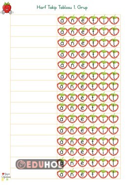 1.Grup Harf Takip tablosu Çilekli