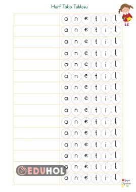 Harf Takip tablosu 1.grup