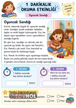 1 Dakikada Kaç Kelime Okuyorum? Süreli Okuma Etkinliği