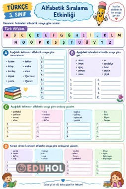 alfabetik sıralama etkinliği