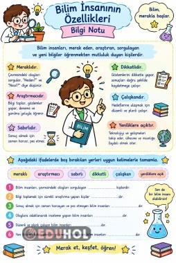 Bilim İnsanlarının Özellikleri Bilgi Notu ve Etkinlik