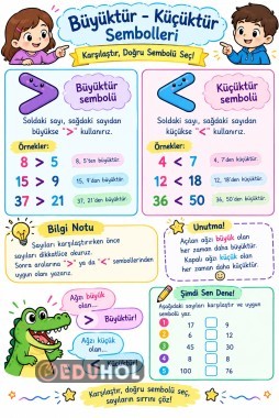 Büyüktür Küçüktür Sembolleri Deftere Yapıştırma