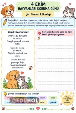 Hayvanları Koruma Günü Şiir Yazma Etkinliği