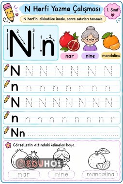N harfi yazma çalışması