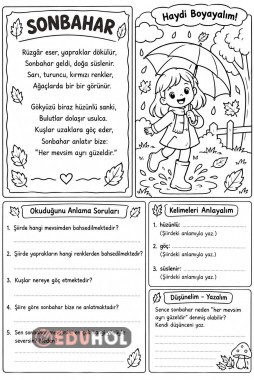 Sonbahar Şiir, Okuduğunu Anlama, Boyama