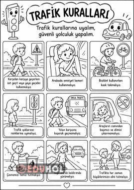 Trafik Kuralları / Boyama Sayfası