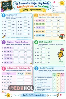 Üç Basamaklı Doğal Sayılarda Karşılaştırma ve Sıralama Süreç Değerlendirme