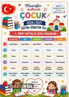 1.SINIF HAFTALIK DERS PROGRAMI-DOLU