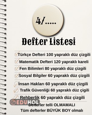 4.sınıf ihtiyaç listesi