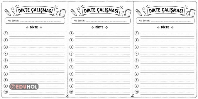 Cümle dikte çalışma yaprağı