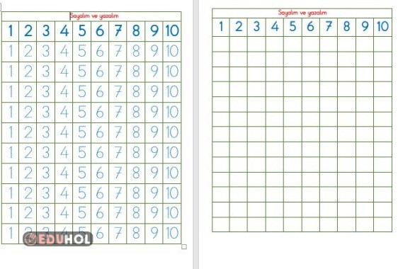 1-100 ARASI BİRER  RİTMİK SAYMA YAZMA