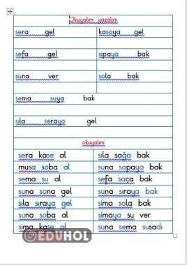 BASARA 2. KİTAP SA SE Sİ HECELERİ İLE CÜMLE OKUMA YAZMA