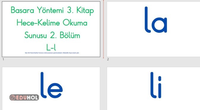 BASARA HECE YÖNTEMİ L SESİ HECE KELİME SUNUSU