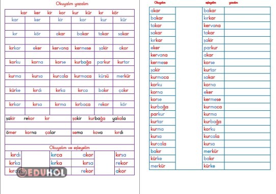 BASARA KAR KER HECELERİ İLE OKUMA YAZMA ÇALIŞMALARI 2