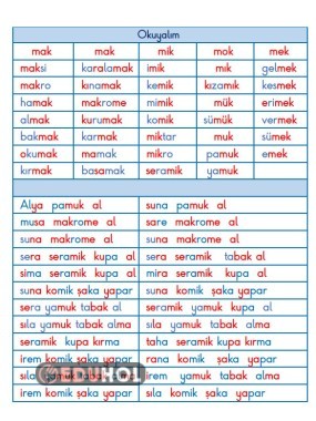 BASARA MAK MEK MİK KELİME CÜMLE OKUMA