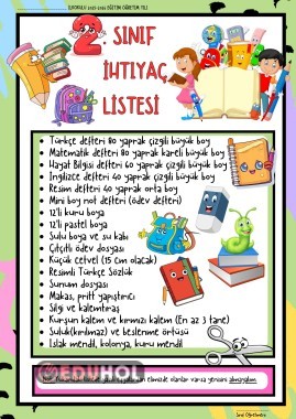 2. sınıf ihtiyaç listesi