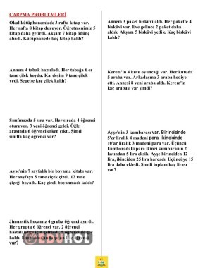 çarpma problemleri (beceri temelli)