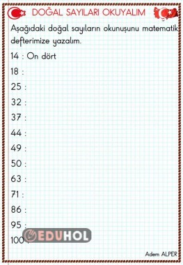 DOĞAL SAYILARIN OKUNUŞUNU YAZALIM