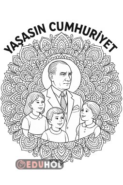 Yaşasın cumhuriyet mandala boyama