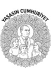 Yaşasın cumhuriyet mandala boyama