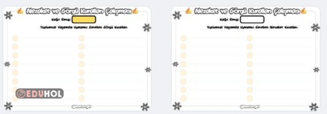 Görgü ve Nezaket Kuralları Grup Çalışması Sayfaları