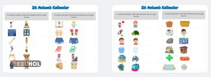 Görselli Zıt Anlamlar Etkinliği