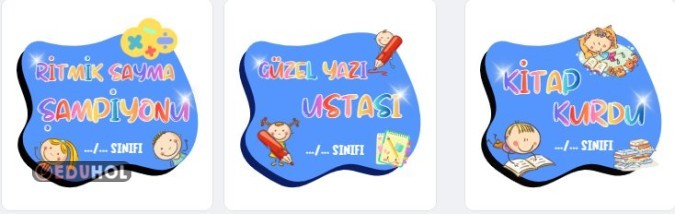 Rozetler (Ritmik Sayma,Kitap Kurdu,Güzel Yazı Ustası)