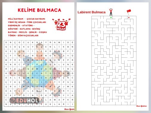 23 Nisan Kelime ve Labirent Bulmaca
