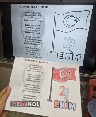 Cumhuriyet Bayramı Şiir ve boyama sayfasi