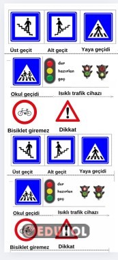 2.sınıf trafik levhaları deftere yapıştırma