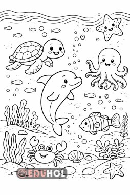 deniz canlıları boyama